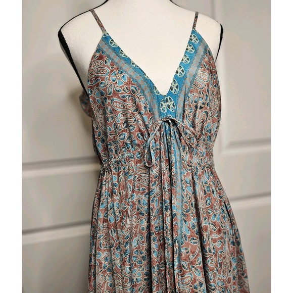 Karma Highway Maxi Dress One Size Maxi Slip Resort Boho Open Back Vacay Beach - Picture 2 of 7